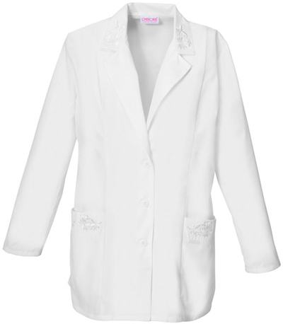 Cherokee Women's Embroidered Scrub Lab Coats. Embroidery is available on this item.