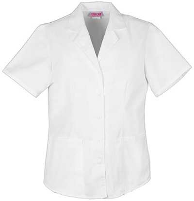 Cherokee Women's Pro White Lapel Collar Scrub Tops. Embroidery is available on this item.