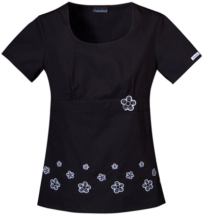 Cherokee Women's Fashion Daisy Border Scrub Tops. Embroidery is available on this item.
