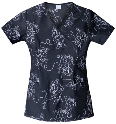 Cherokee Tooniforms Minnie Schiffli Scrub Tops. Embroidery is available on this item.