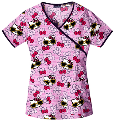 Cherokee Tooniforms Hello Kitty Scrub Tops. Embroidery is available on this item.