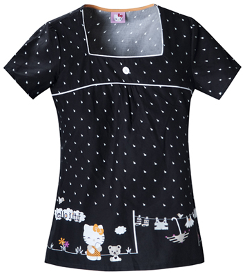 Cherokee Tooniforms Hello Kitty Rain Scrub Tops. Embroidery is available on this item.