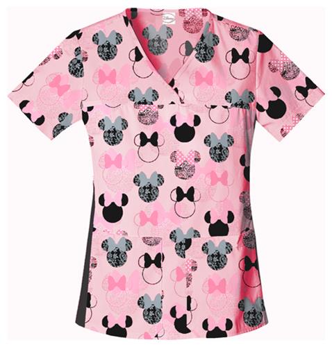Cherokee Tooniforms Minnie Je T'aime Scrub Tops. Embroidery is available on this item.