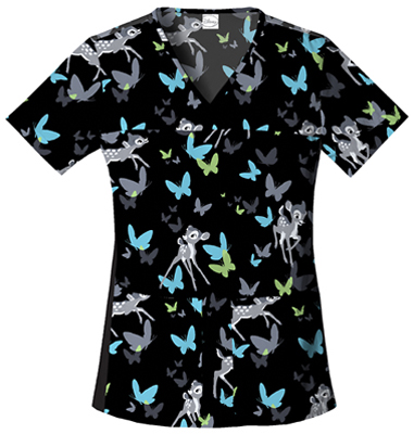 Cherokee Tooniforms Butterfly Bambi Scrub Tops. Embroidery is available on this item.