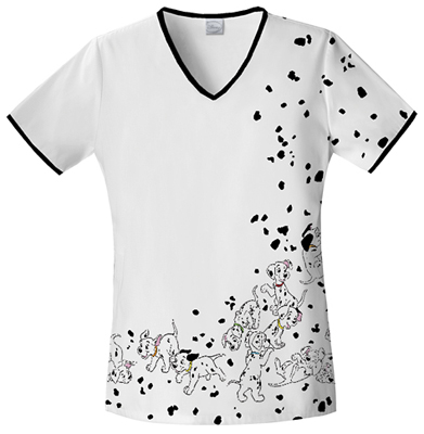 Cherokee Tooniforms Puppy Prints Scrub Tops. Embroidery is available on this item.