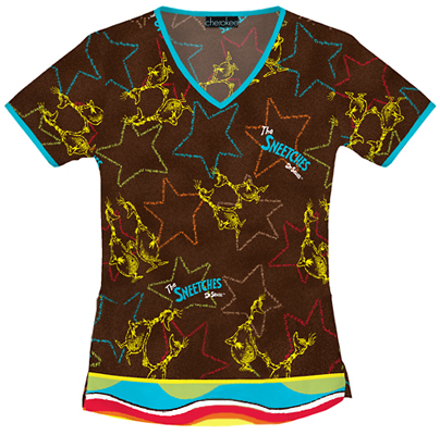Cherokee Tooniforms Sneetches Scrub Tops. Embroidery is available on this item.
