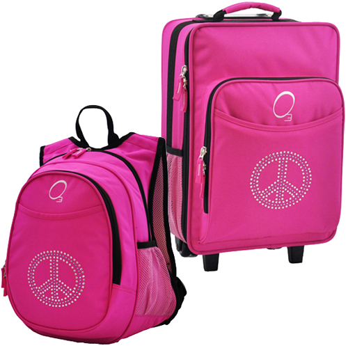 Kids Luggage & Backpack Set Bling Rhinestone Peace