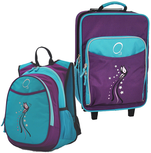 Kids Luggage & Backpack Set Turquoise Butterfly