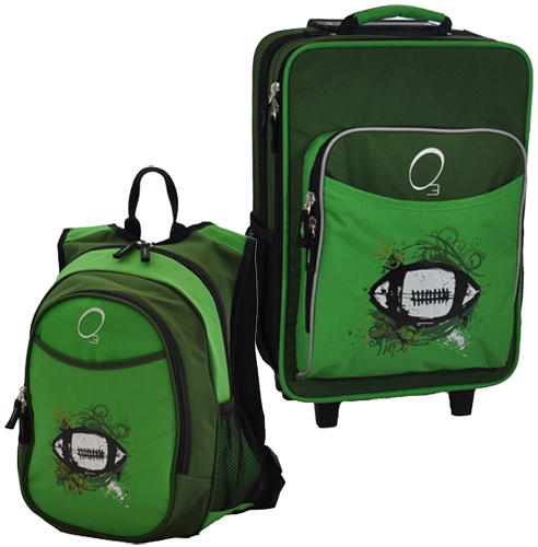 Kids Luggage & Backpack Set Green Football