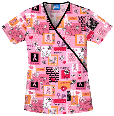 Cherokee Women's H.Q. Print Mock Wrap Scrub Tops. Embroidery is available on this item.