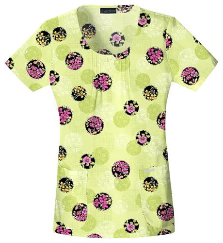 Cherokee Women's Basic Print Scoop Neck Scrub Top. Embroidery is available on this item.