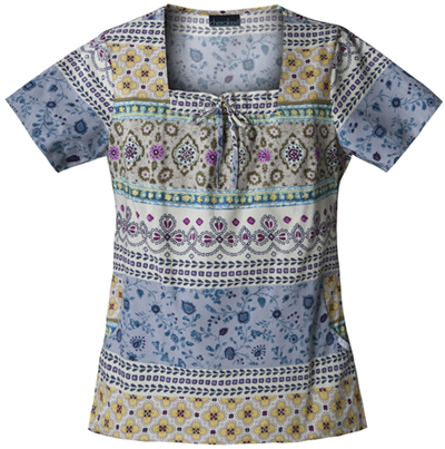 Cherokee Women's Basic Print Square Neck Scrub Top. Embroidery is available on this item.