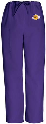 Cherokee Los Angeles Lakers Drawstring Scrub Pants. Embroidery is available on this item.