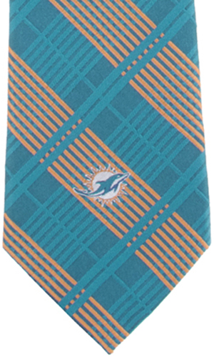 Eagles Wings NFL Miami Dolphins Woven Plaid Tie