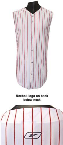 Reebok Sleeveless Button Baseball Jersey-Closeout. Decorated in seven days or less.