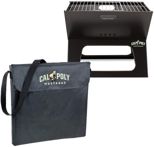Picnic Time Cal Poly Charcoal X-Grill with Tote