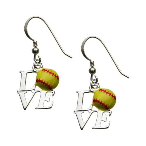 E6531 Love Softball Earrings Jewelry Gifts