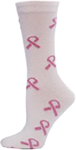 Nouvella Womens Pink Ribbon Crew Socks