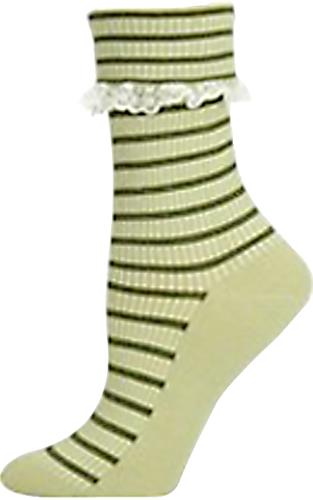 Nouvella Women Lace Trimmed Turned Cuff Crew Socks