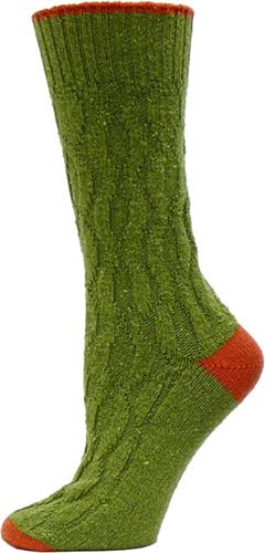 QT Feet Recycled 2 Toned Cable Crew Socks