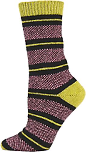 QT Feet Womens Recycled Birdseye Stripe Crew Socks