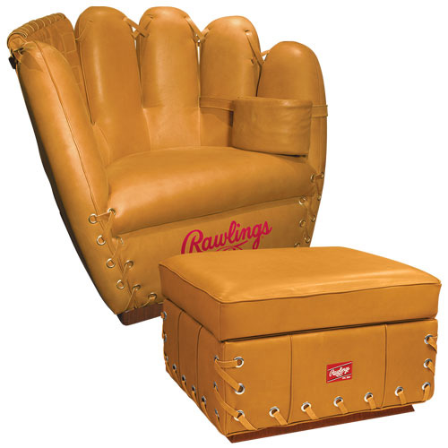 Rawlings Premium Leather Glove Chair Ottoman Combo Baseball Equipment