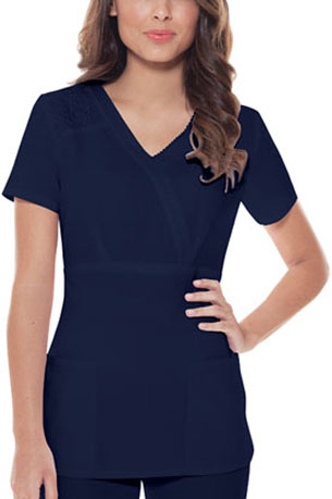 Baby Phat Womens Mock Wrap Scrub Top. Embroidery is available on this item.