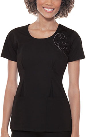 Baby Phat Womens Solid Scoop Neck Scrub Top. Embroidery is available on this item.