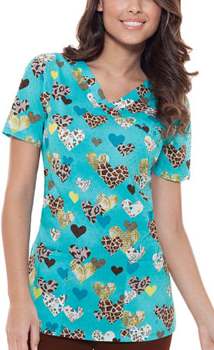 Baby Phat Deep In My Heart Mock Wrap Scrub Top. Embroidery is available on this item.