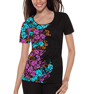 Baby Phat Twilight Floral Scoop Neck Scrub Top. Embroidery is available on this item.