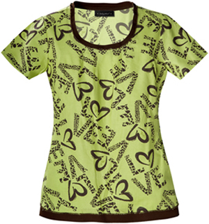 Baby Phat Wild About Love Round Neck Scrub Top. Embroidery is available on this item.