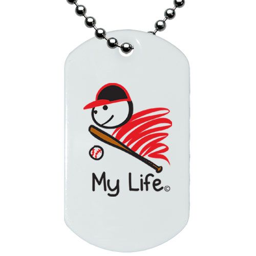 My Life Baseball Dog Tag Necklace Gifts Baseball Equipment & Gear