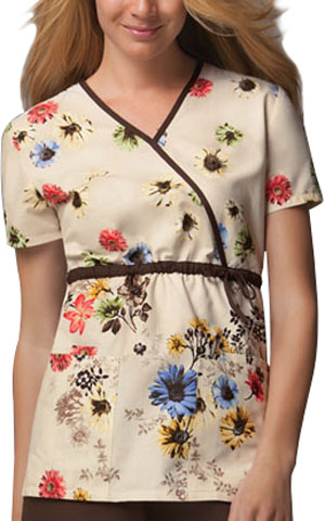 Cherokee Runway Womens Mock Wrap Scrub Top. Embroidery is available on this item.