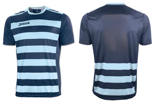 Joma Europa II Short Sleeve Crew Soccer Jersey. Printing is available for this item.