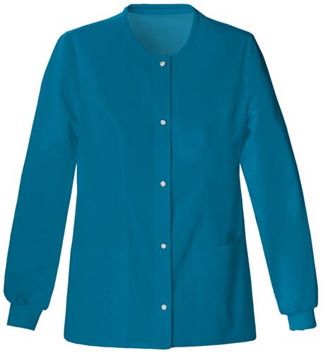 Cherokee Luxe Snap Front Scrub Jacket. Embroidery is available on this item.
