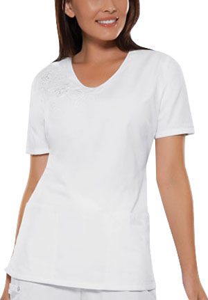 Cherokee Womens Embroidered V-Neck Scrub Top. Embroidery is available on this item.