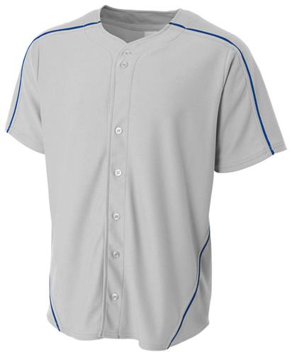 A4 Adult Medium (WHITE) Warp Knit Full Button Baseball Jerseys CO