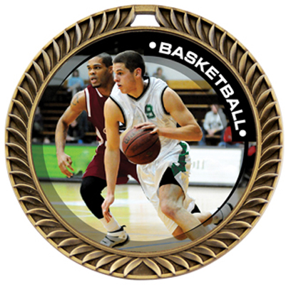 Hasty Crest Medal Basketball P.R.Male Insert. Personalization is available on this item.