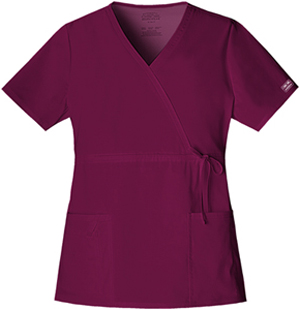Cherokee Workwear Stretch Mock Wrap Scrub Top. Embroidery is available on this item.