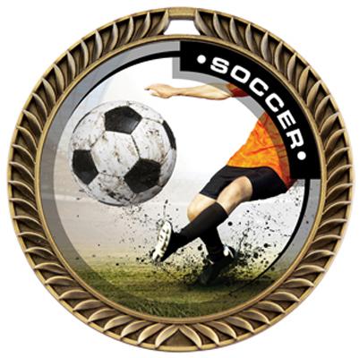 Hasty Crest Medal Soccer P.R.Male Insert. Personalization is available on this item.