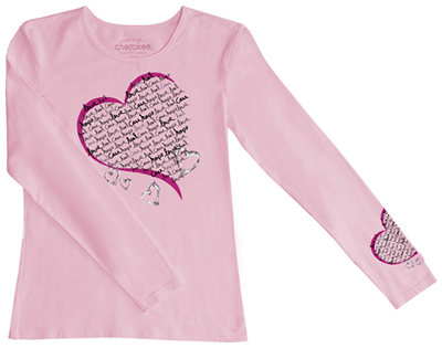 Cherokee Workwear Long Sleeve Crew Neck Heart Tee. Embroidery is available on this item.