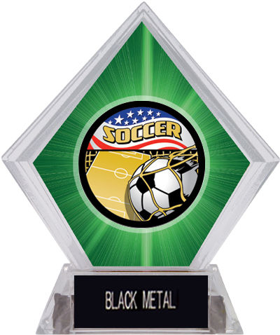 Americana Soccer Green Diamond Ice Trophy. Engraving is available on this item.