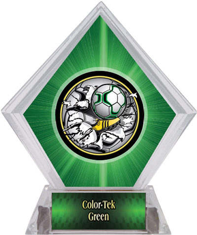 Bust-Out Soccer Green Diamond Ice Trophy. Personalization is available on this item.