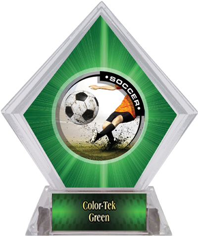 P.R. Male Soccer Green Diamond Ice Trophy. Personalization is available on this item.