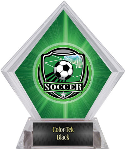 Shield Soccer Green Diamond Ice Trophy. Personalization is available on this item.