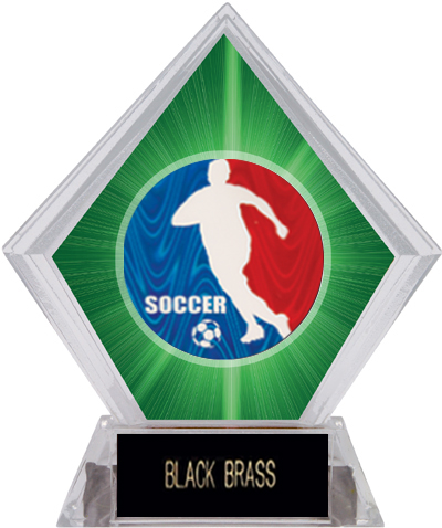 Spirit Soccer Green Diamond Ice Trophy. Engraving is available on this item.