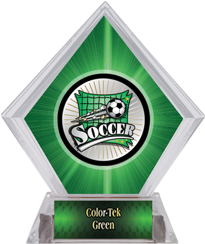Xtreme Soccer Green Diamond Ice Trophy. Personalization is available on this item.