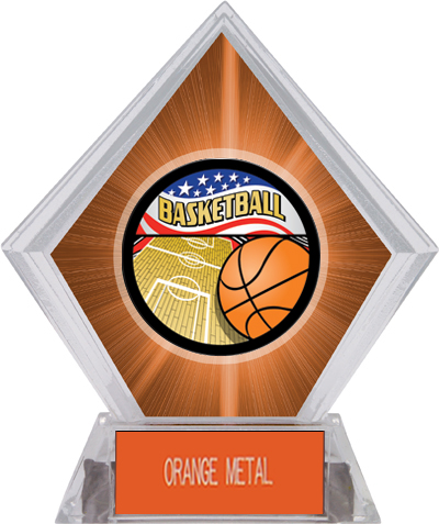 Americana Basketball Orange Diamond Ice Trophy. Engraving is available on this item.