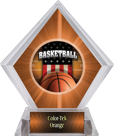 Patriot Basketball Orange Diamond Ice Trophy. Personalization is available on this item.