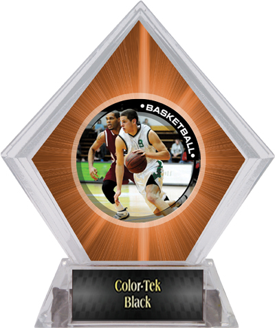 P.R. Male Basketball Orange Diamond Ice Trophy. Personalization is available on this item.